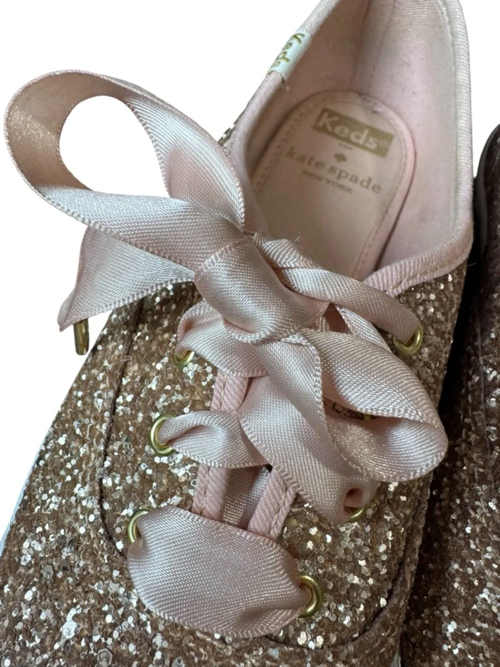Kate Spade New York x Keds Champion Rose Gold Glitter Sneakers - Size 6